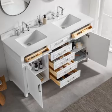 Iris7060 White Transitional Solid Wood Vanity