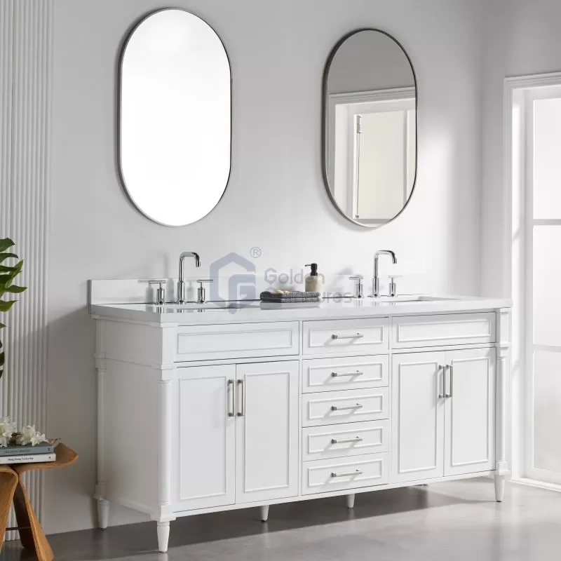 Iris7072C White Transitional Solid Wood Vanity
