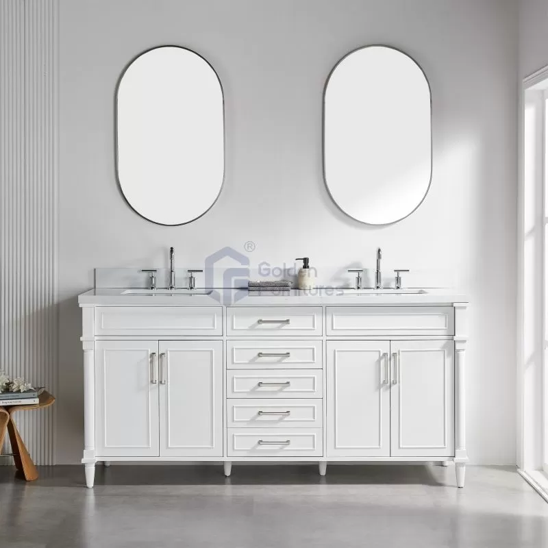Iris7072C White Transitional Solid Wood Vanity