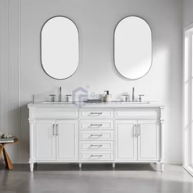 Iris7072C White Transitional Solid Wood Vanity