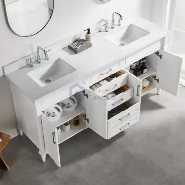 Iris7072C White Transitional Solid Wood Vanity